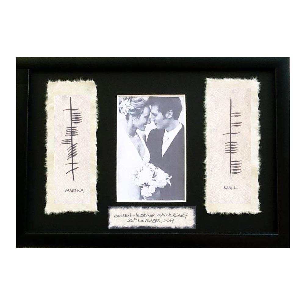 Personalised Ogham Wedding Anniversary Photo Frame